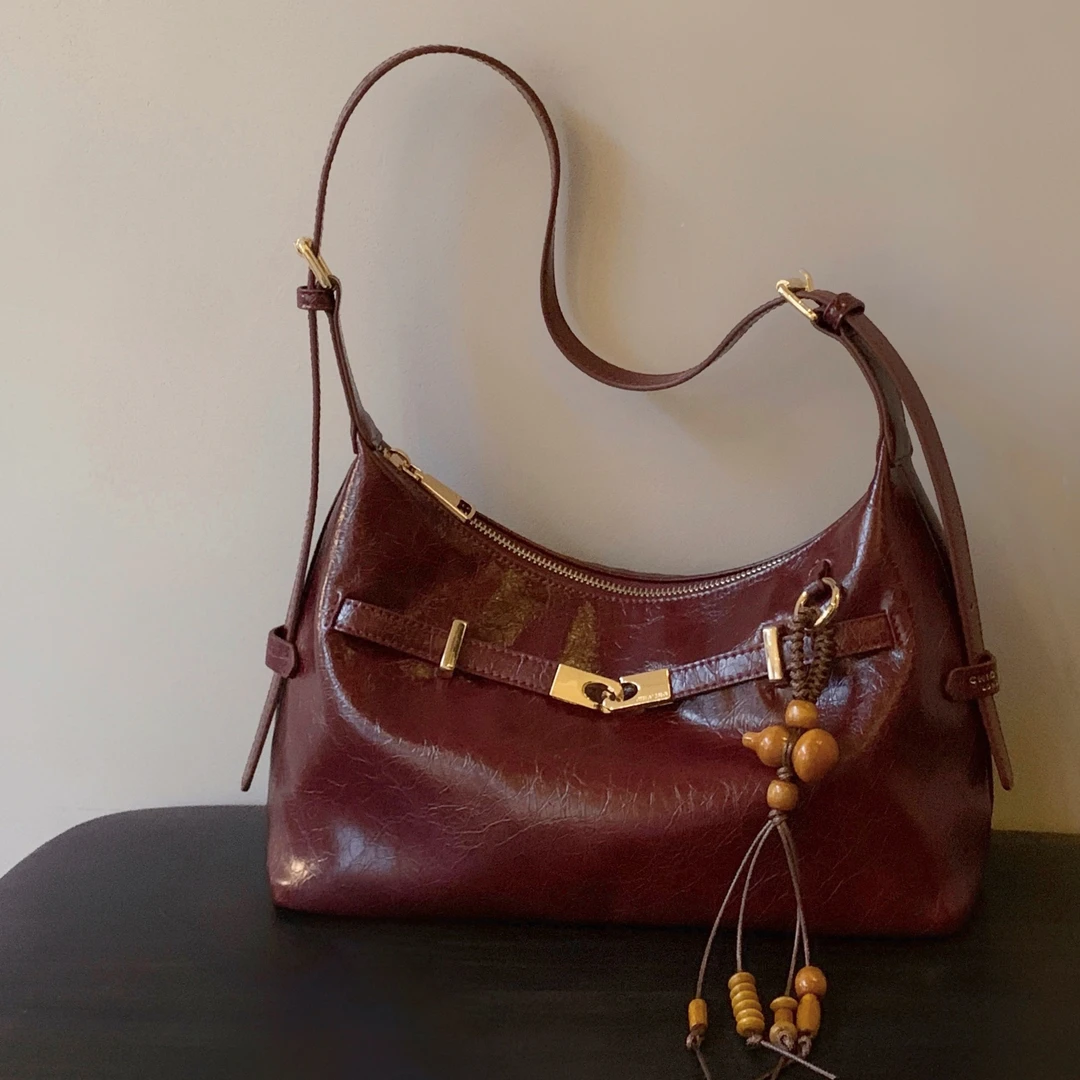 南风Chio2nd托特包包腋下女2025新款凯莉风油蜡皮单肩斜挎包