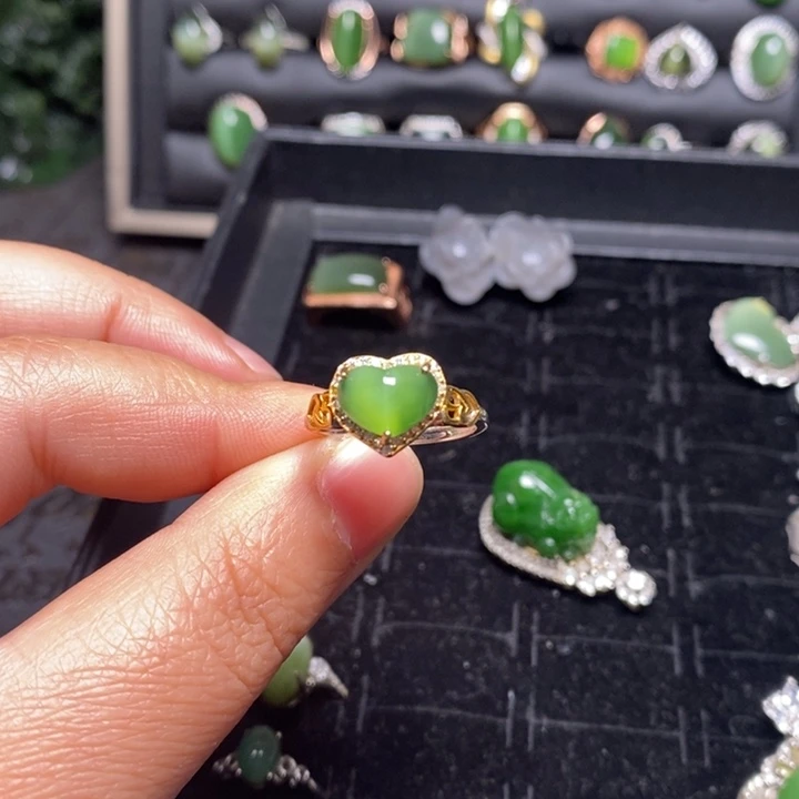 和田玉银S925镶嵌戒指