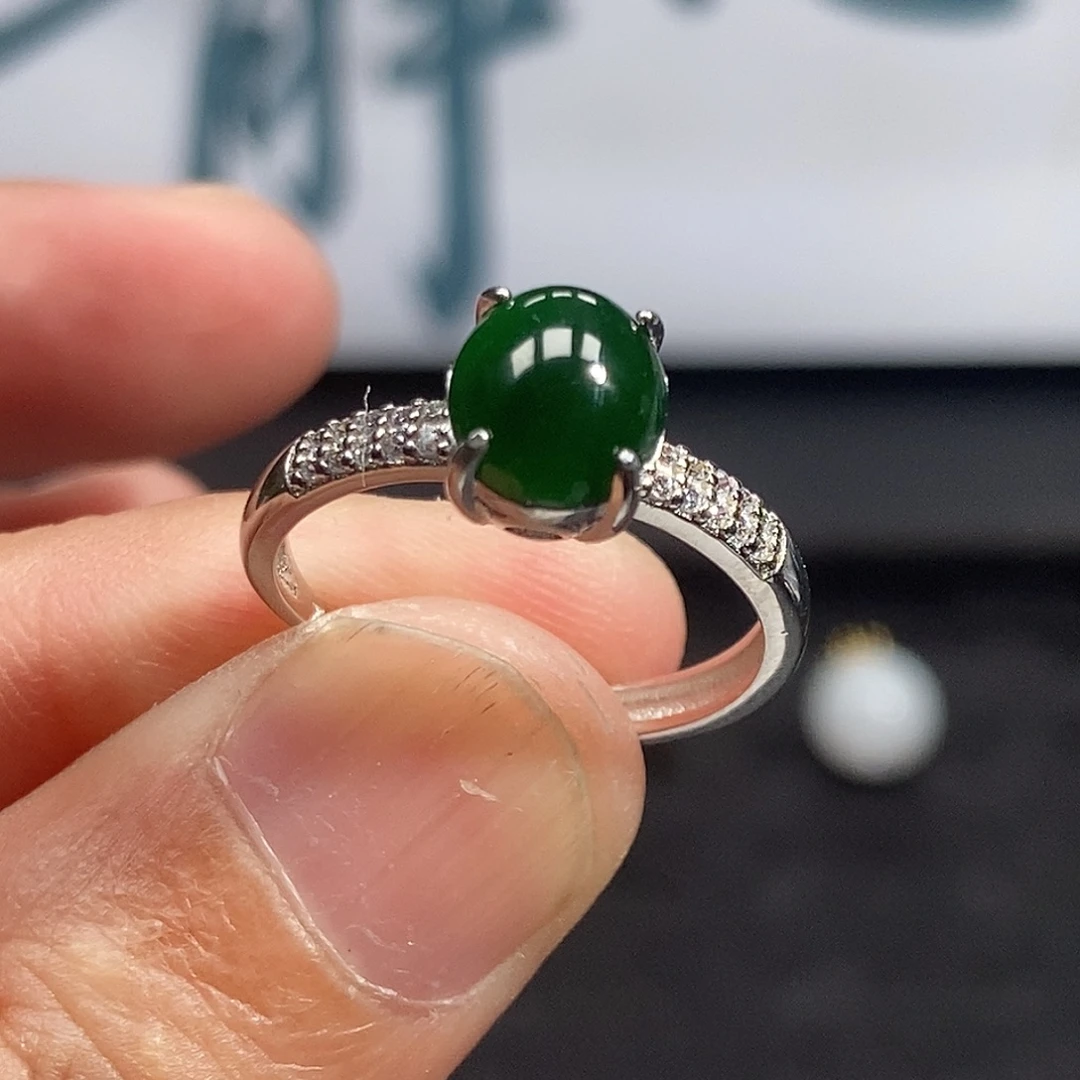 翡翠银S925镶嵌戒指