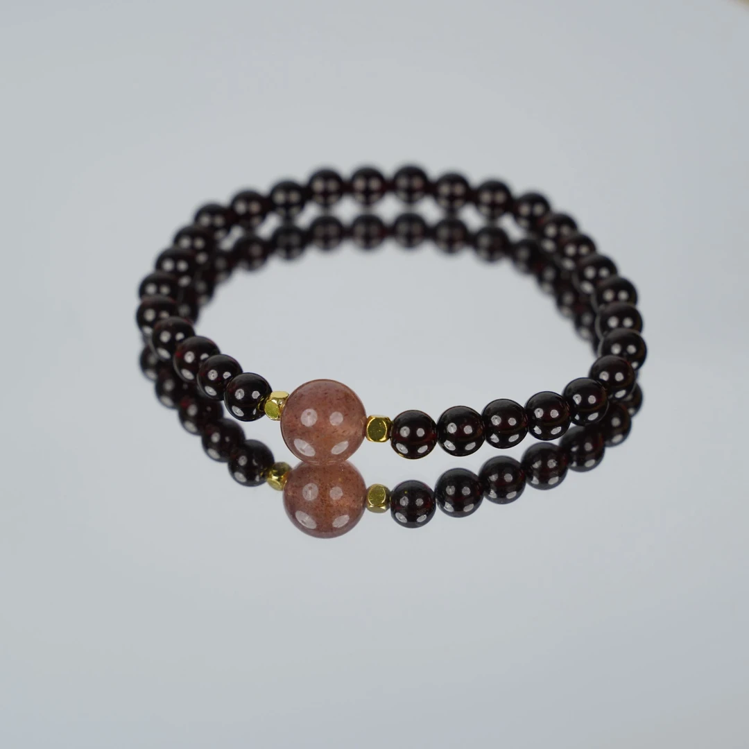 【禧玥-石榴石】石榴石+草莓晶设计款手工轻奢时尚