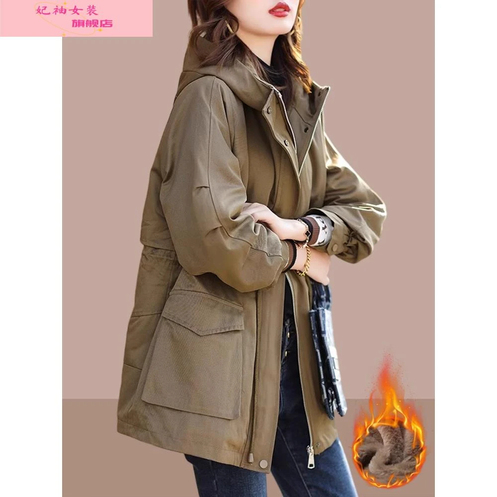 妃袖中长款派克棉服2025冬季新款时尚大码加绒加厚开衫夹棉衣外套