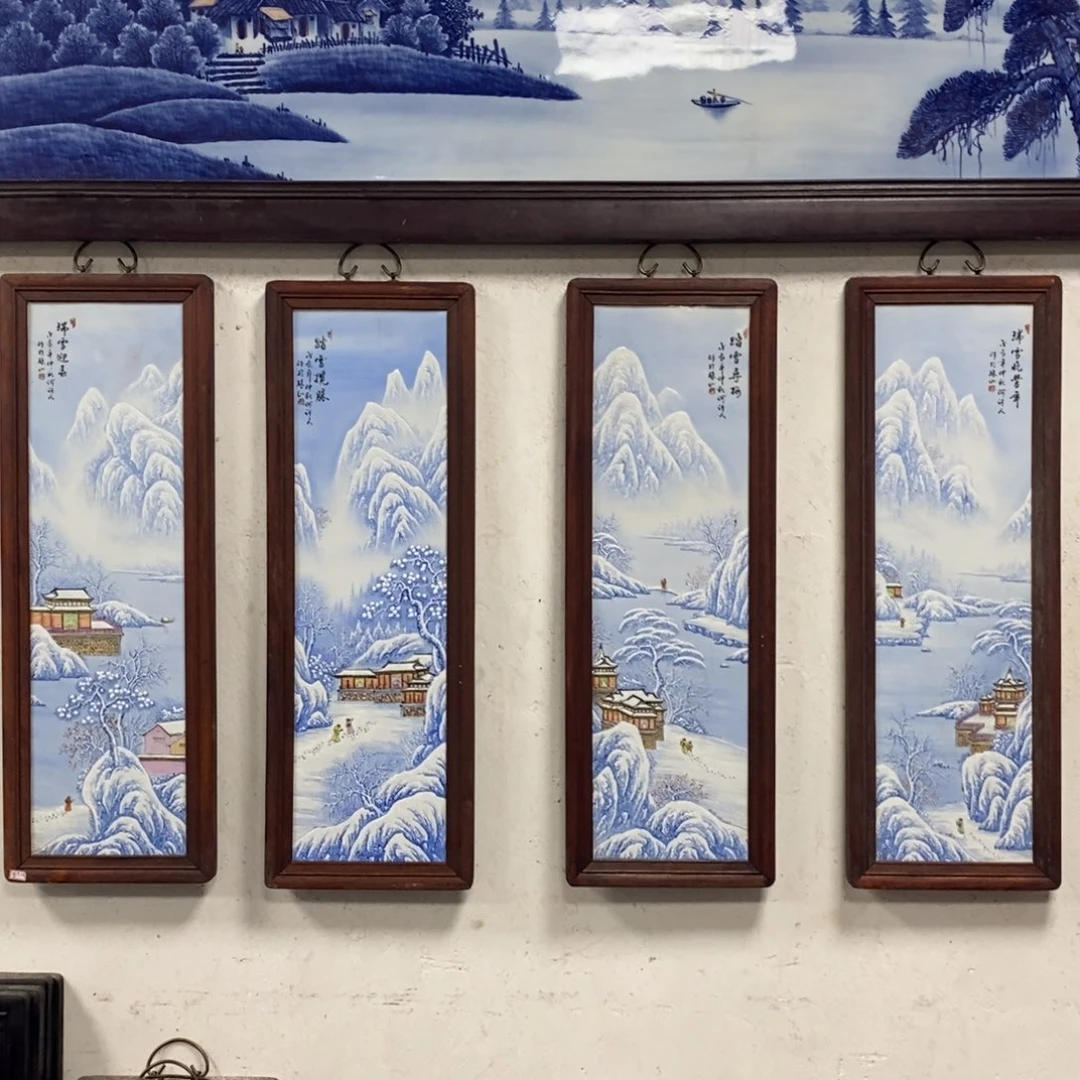 瓷片80*28*4景德镇瓷板画柴窑烧制