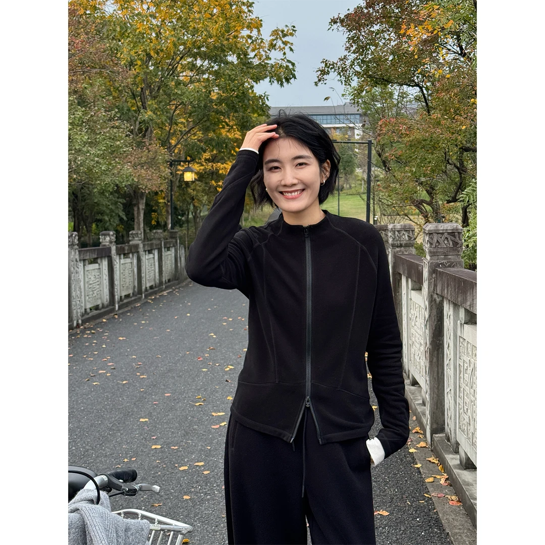 LANGQING 磨毛显瘦内搭开衫拉链上衣47199#