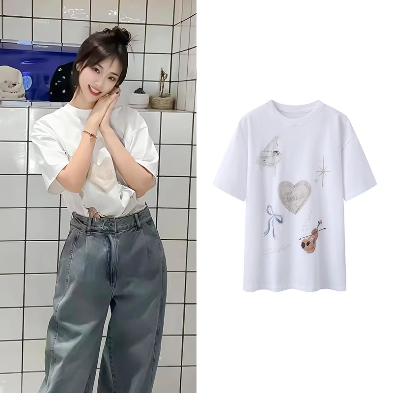 【D】短袖T恤2025春季新款趣味图案活力十足显瘦上衣女I5205