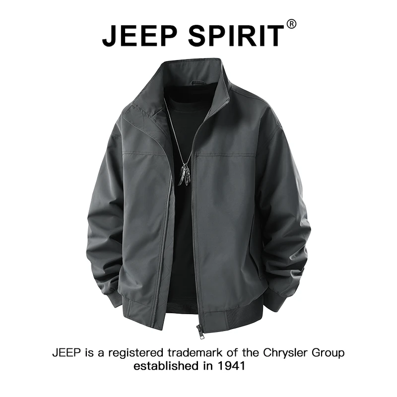 JEEPSPIRIT吉普立领休闲外套男春秋潮牌cleanfit三防工装教练夹克