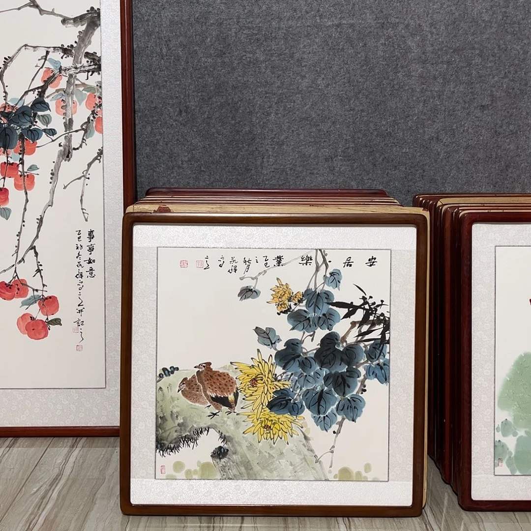 国画书画作品带框63×63