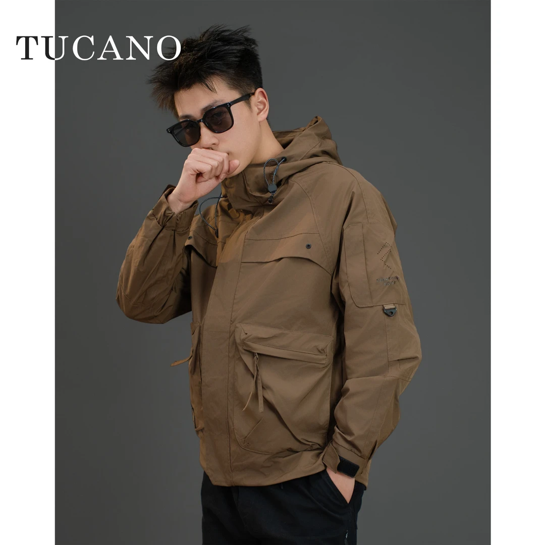 啄木鳥/095山系三防外套连帽户外春季新款时尚男士休闲防风工装