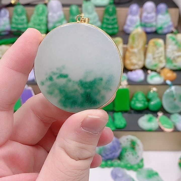 翡翠银S925镶嵌吊坠(赠链)