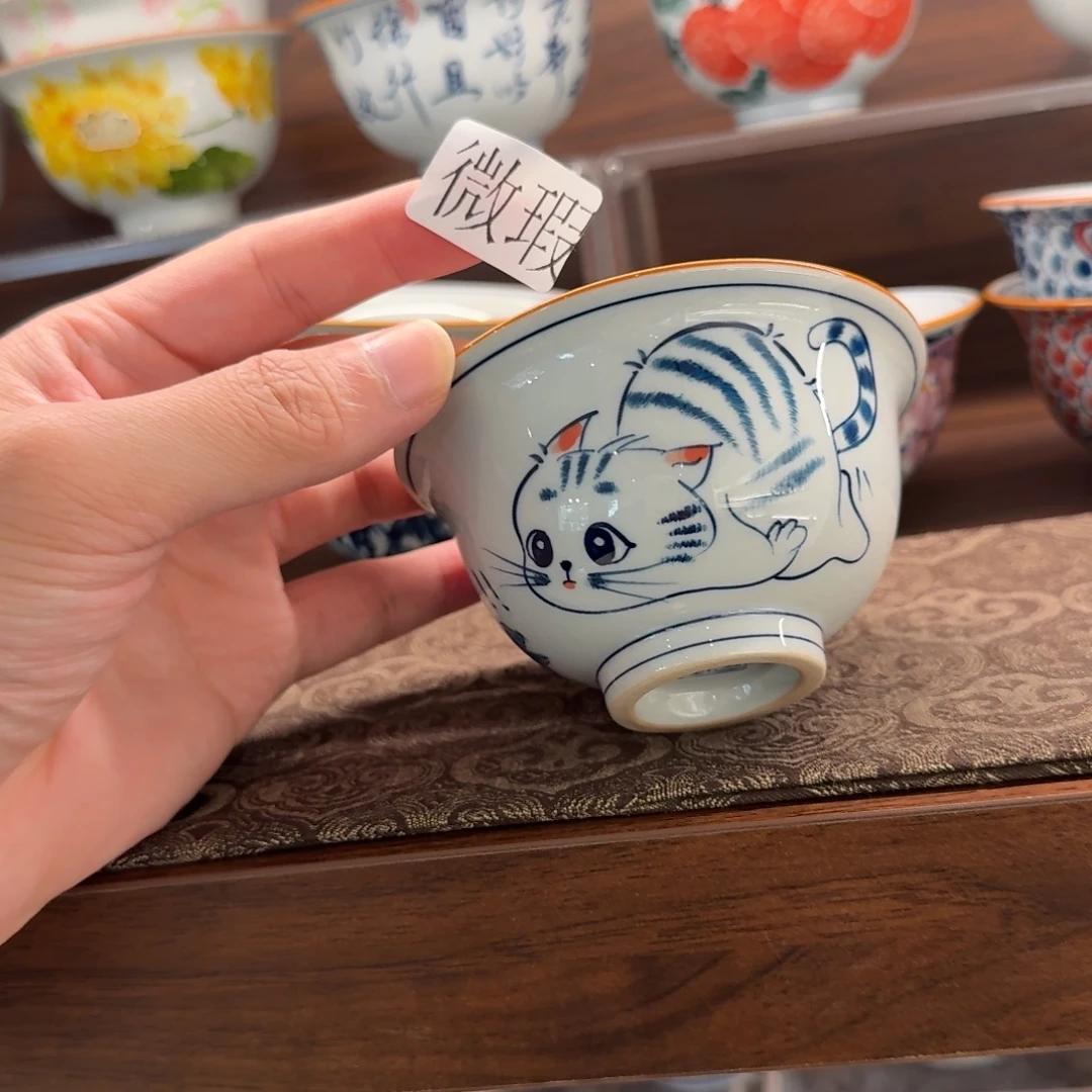 釉下手绘茶具微瑕