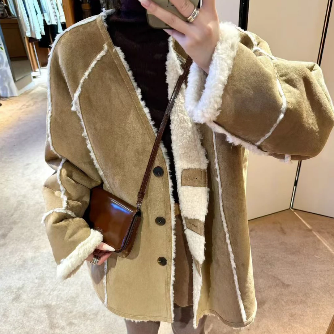 【老板娘衣橱】新款冬季双面穿羊毛外套