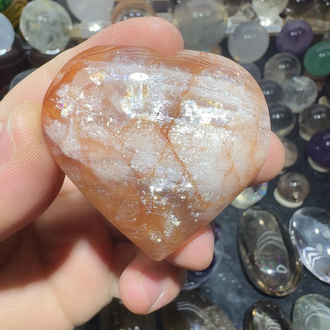 水晶未镶嵌珠宝半成品红胶花爆彩爱心