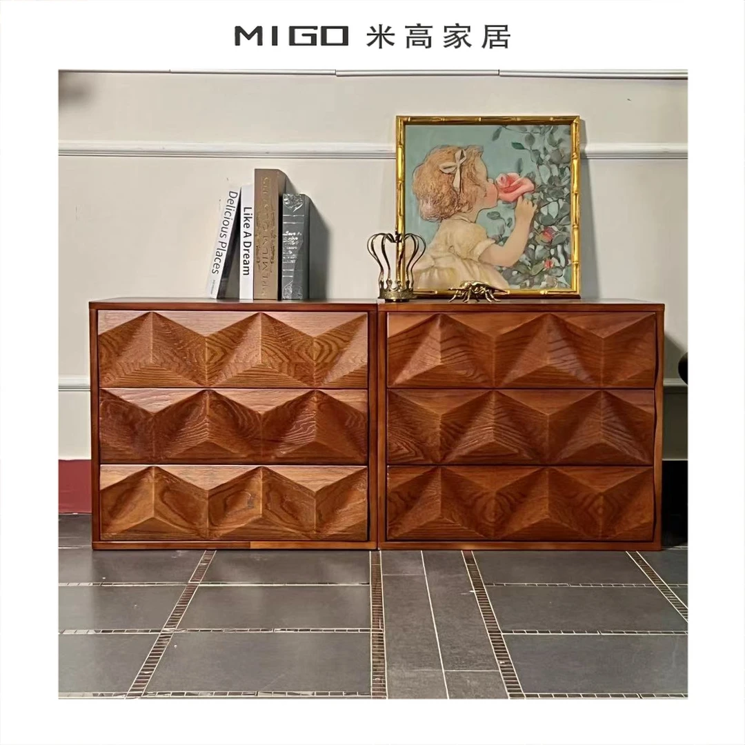 【米高家居】复古实木卡门柜客厅储物斗柜模块组合玄关边柜家用