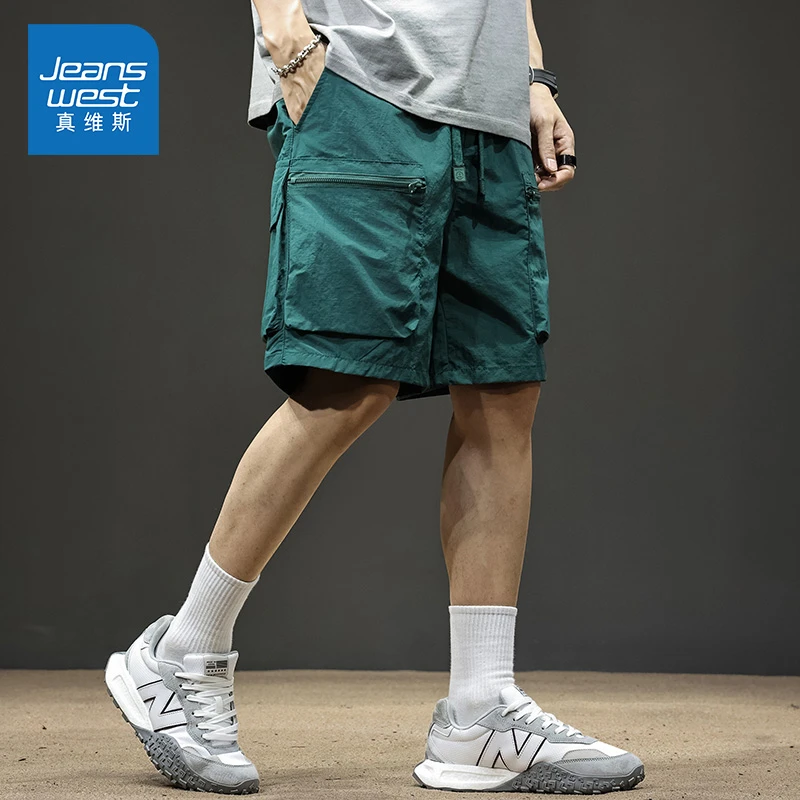 Jeanswest/真维斯男士薄款工装五分裤夏季宽松潮牌百搭休闲短裤子