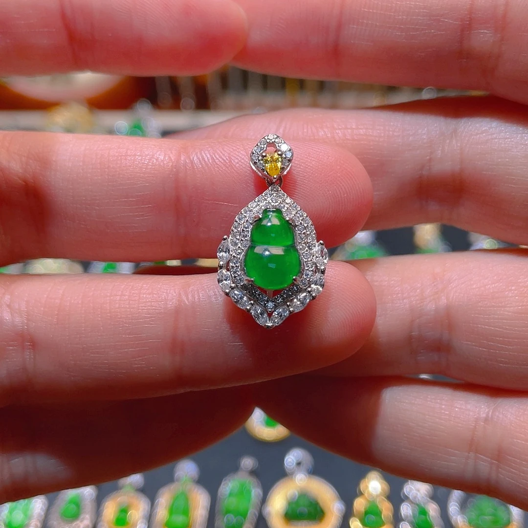 翡翠银S925镶嵌吊坠(不含链)