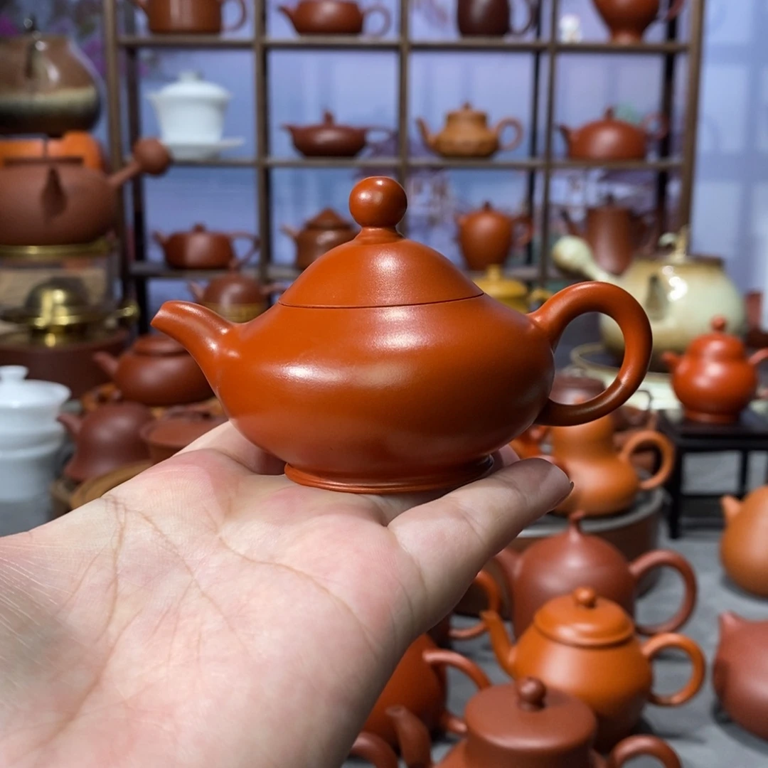 茶壶紫砂荣记大红袍朱泥小乳丁壶70c