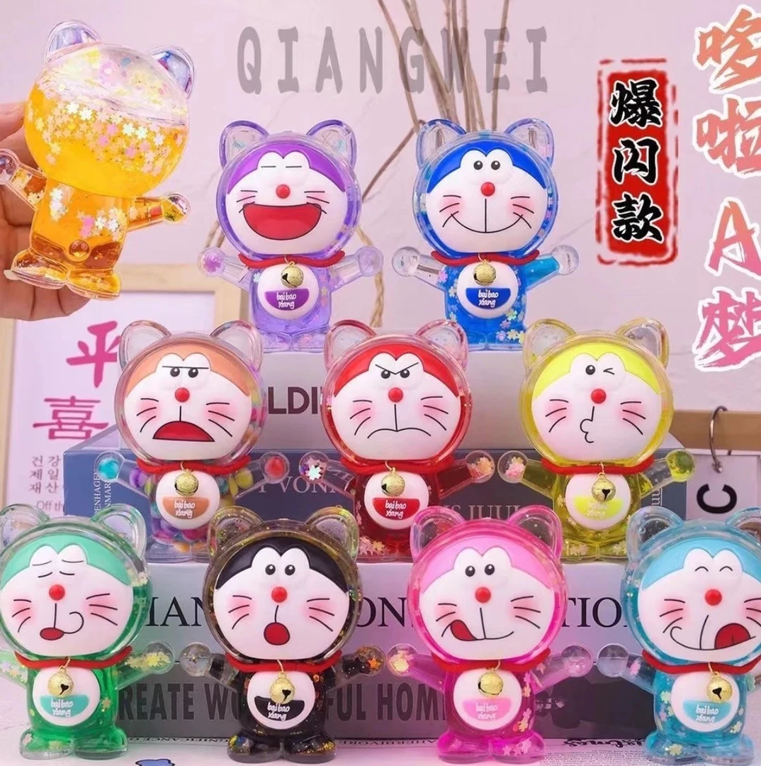 爆款哆啦a梦流沙摆件爆闪桌面夜光巨无霸蓝胖子