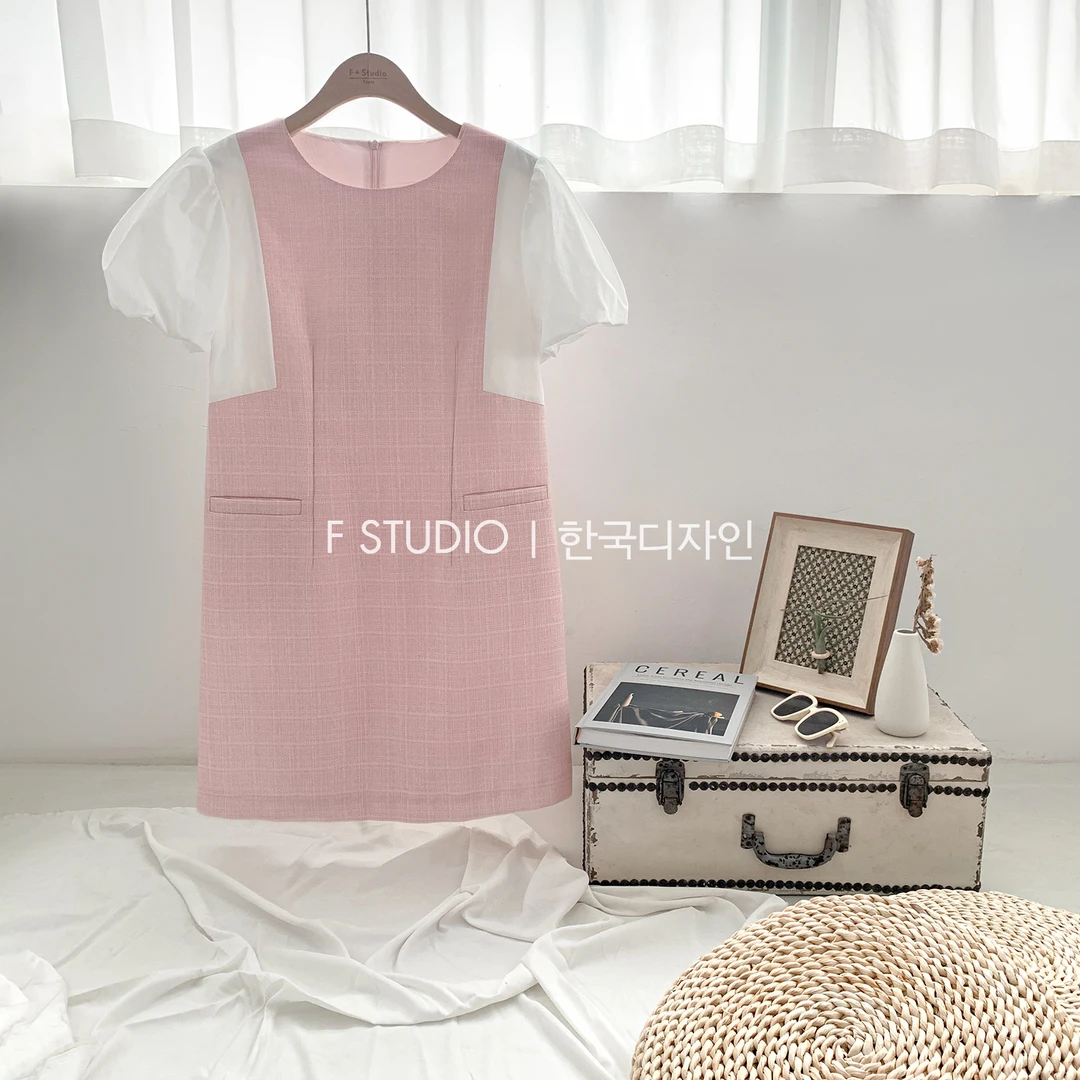 「新品」【樱花定格】FS305L009拼接小香连衣裙