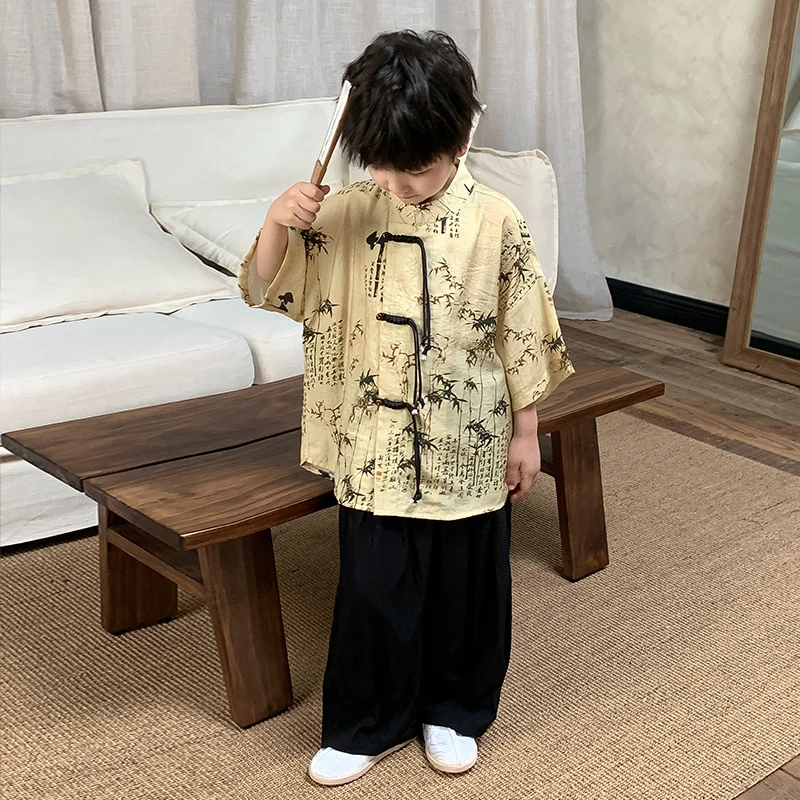 男童短袖套装儿童新中式夏季两件套夏装宝宝国风小童网红 12280