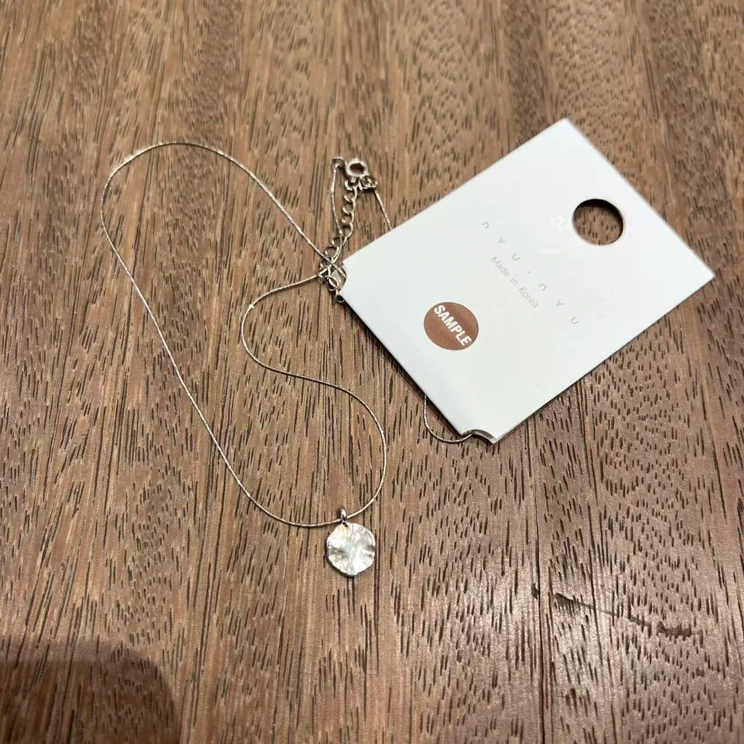 吊坠925银 0402A01 TJ韩国女装直播代购925银极细蛇骨链圆牌项链