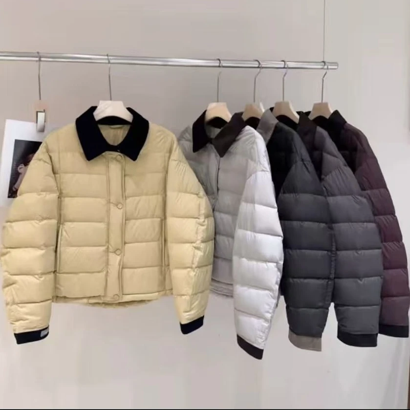 2025冬季爆款休闲棉服女小众简约时尚翻领撞色设计保暖外套#9807