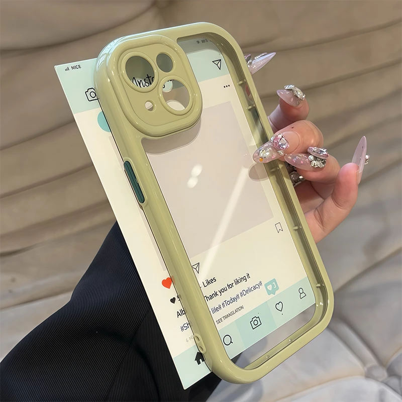 透色奶油壳适用苹果15/华为/小米/荣耀/OPPO/vivo个性防摔手机壳
