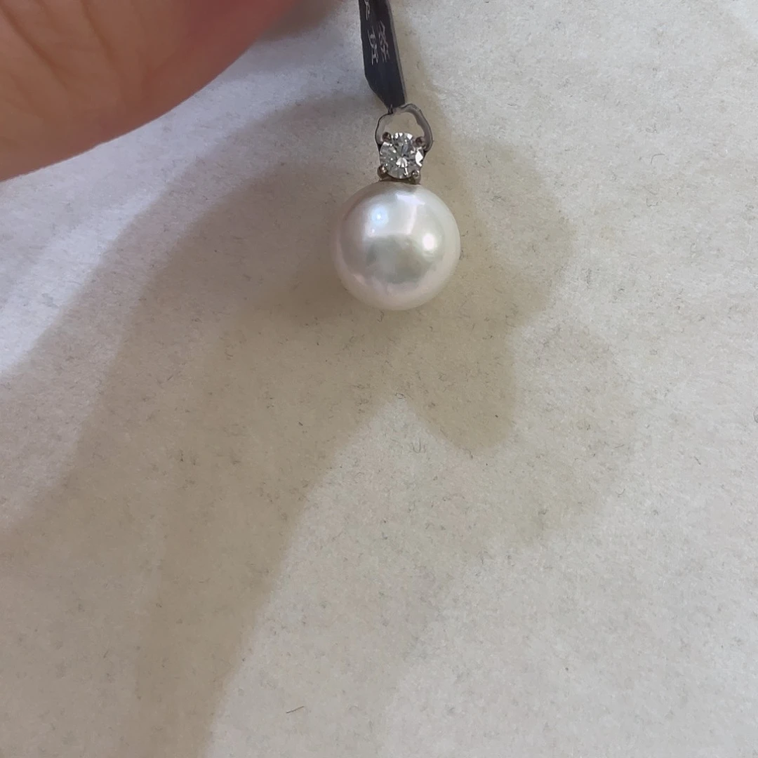 银S925镶嵌淡水珍珠吊坠10-11