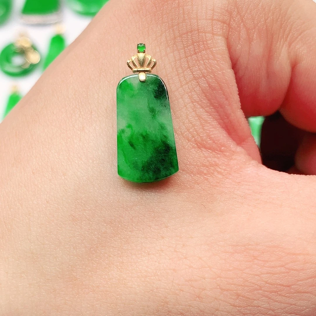 吊坠(不含链)18K金镶嵌翡翠