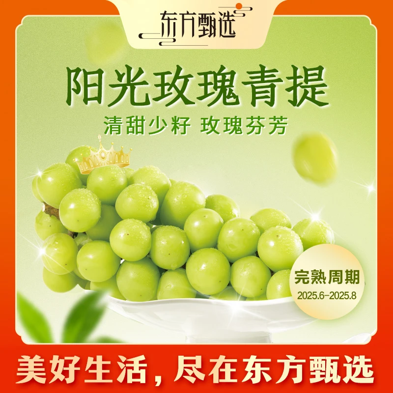 东方甄选自营阳光玫瑰青提葡萄提子新鲜应季水果3斤 坏果包赔