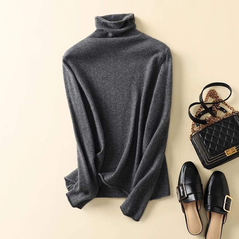 堆堆领纯羊毛衫针织套头长袖打底衫