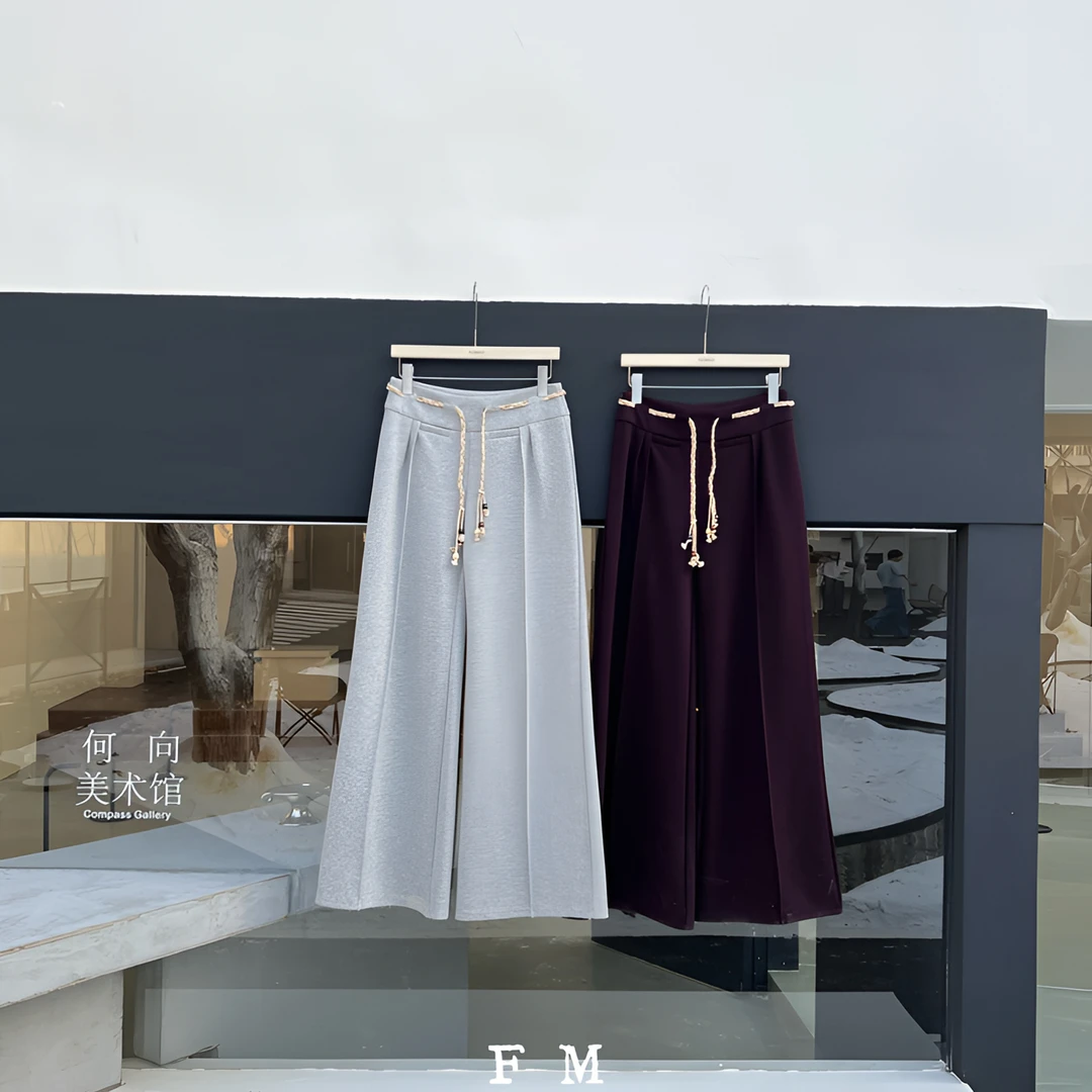 【赵小小&进阶松弛】8831 秋季韩系直筒压褶高腰显瘦阔腿裤【配腰带】