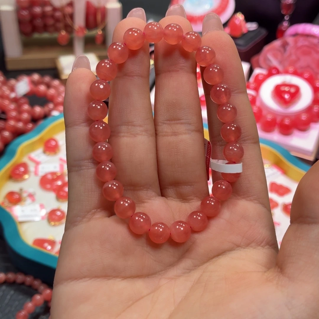 菱锰矿（红纹石）未镶嵌手串冰种7mm