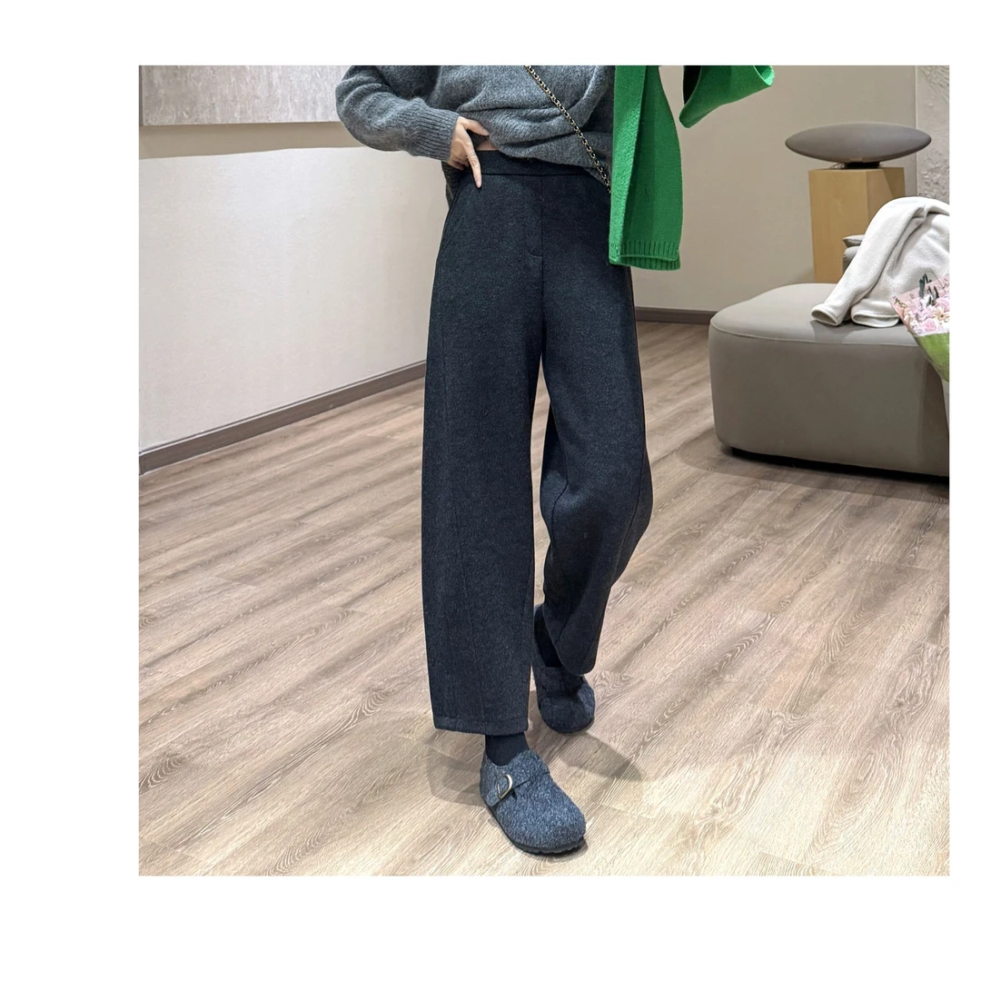 小个子神裤【精修】斜裁9分羊毛奶奶裤冬季遮肉毛呢休闲裤