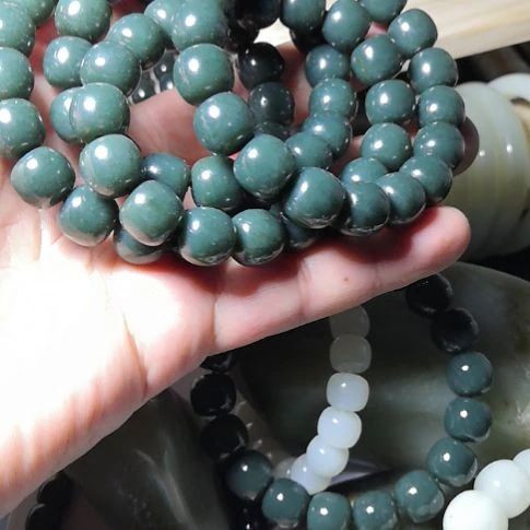 蓝绿色老型珠卡11.12手链