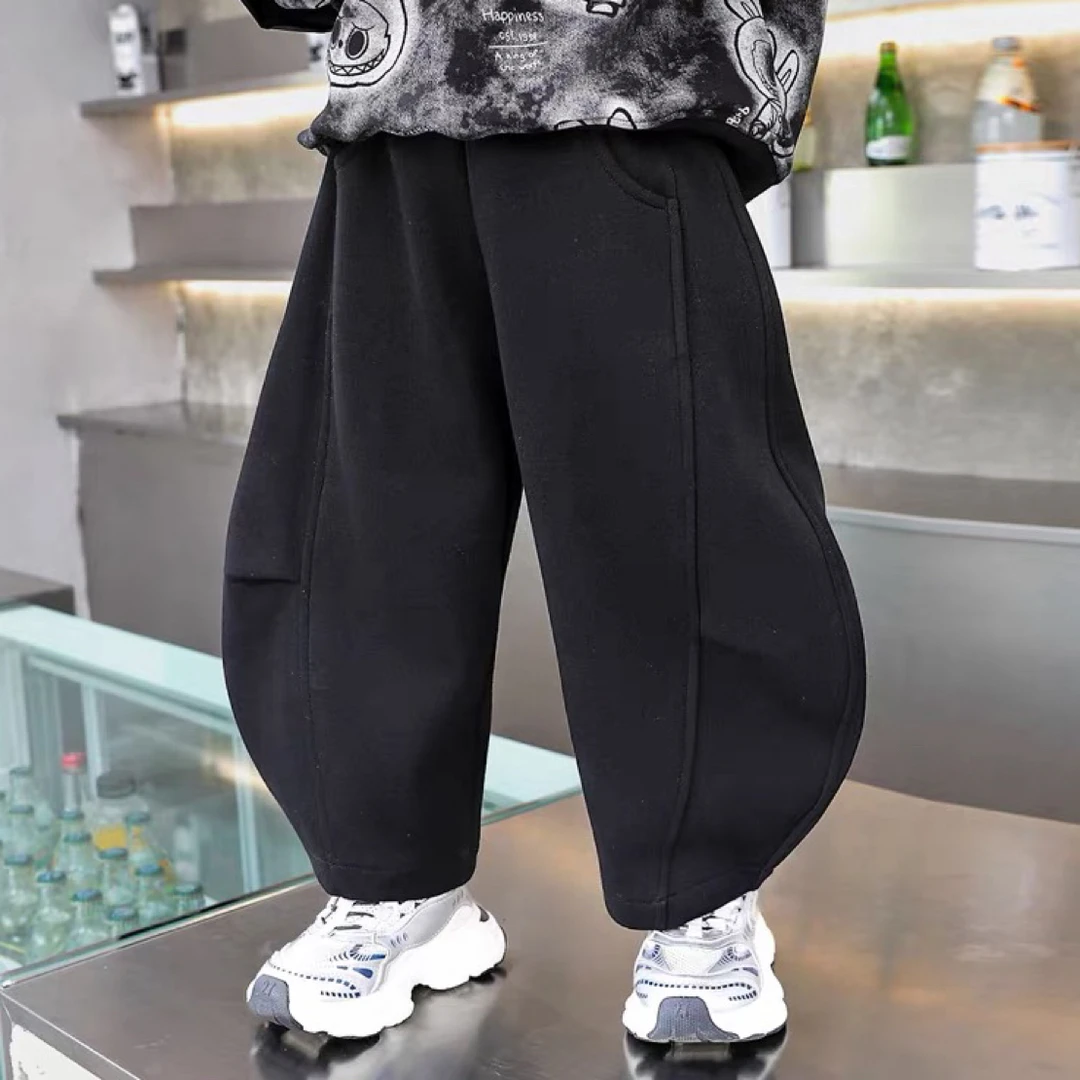 儿童秋冬加绒弯刀卫裤