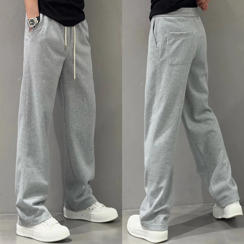 欧货高级感简约灰色直筒休闲裤男士春秋新款潮流时尚宽松阔腿卫裤