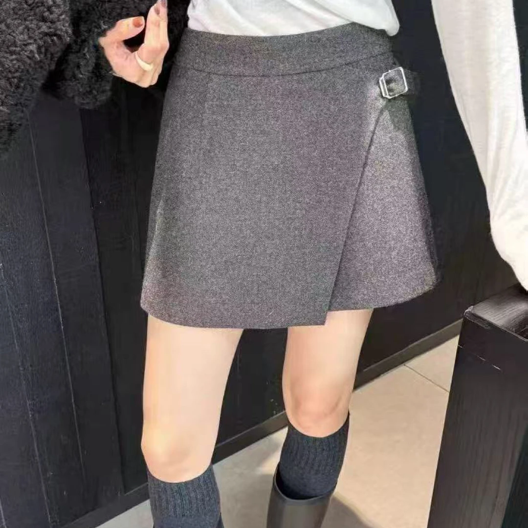 〔裙裤～不规则假两件〕欧站不规则高腰A字裙包臀直筒裙裤