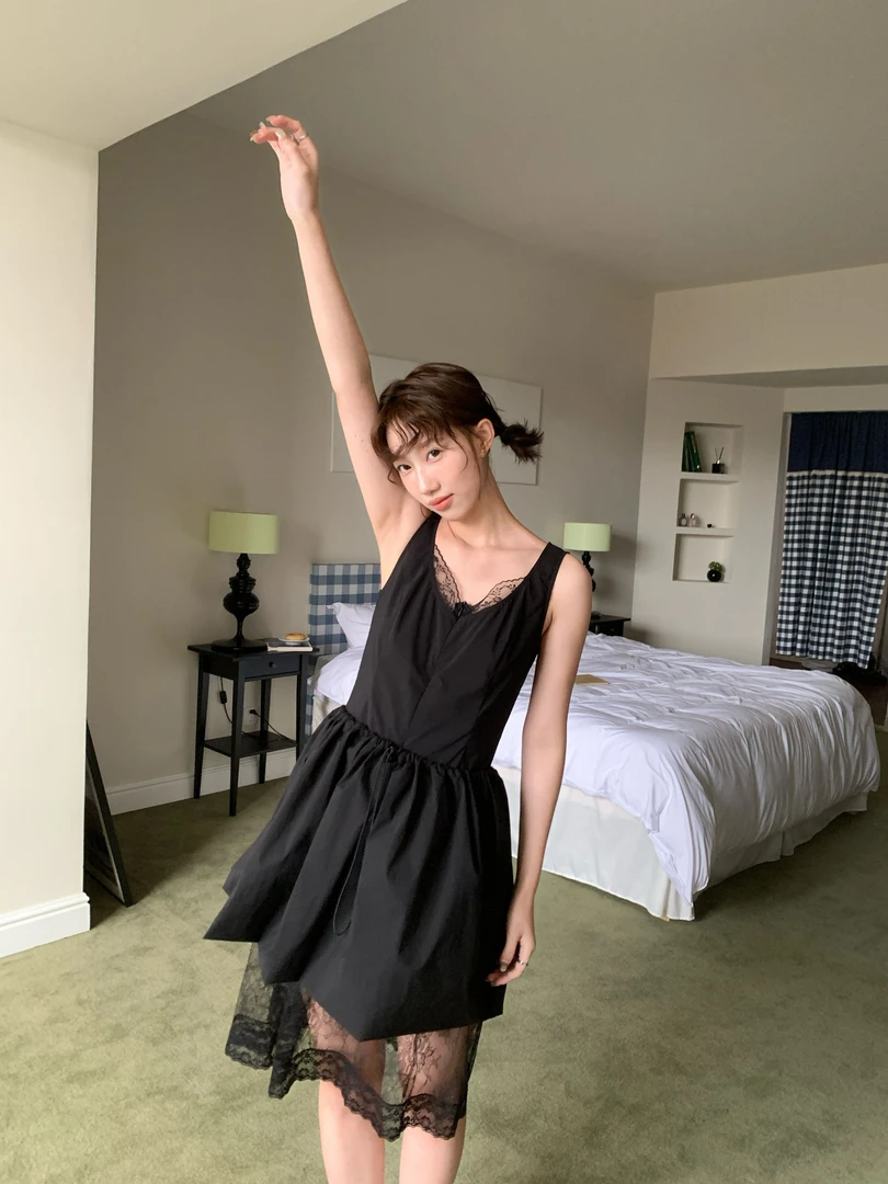 黑色现货！高质感两穿小众黑色小礼裙赫本风连衣裙长裙小黑裙气质