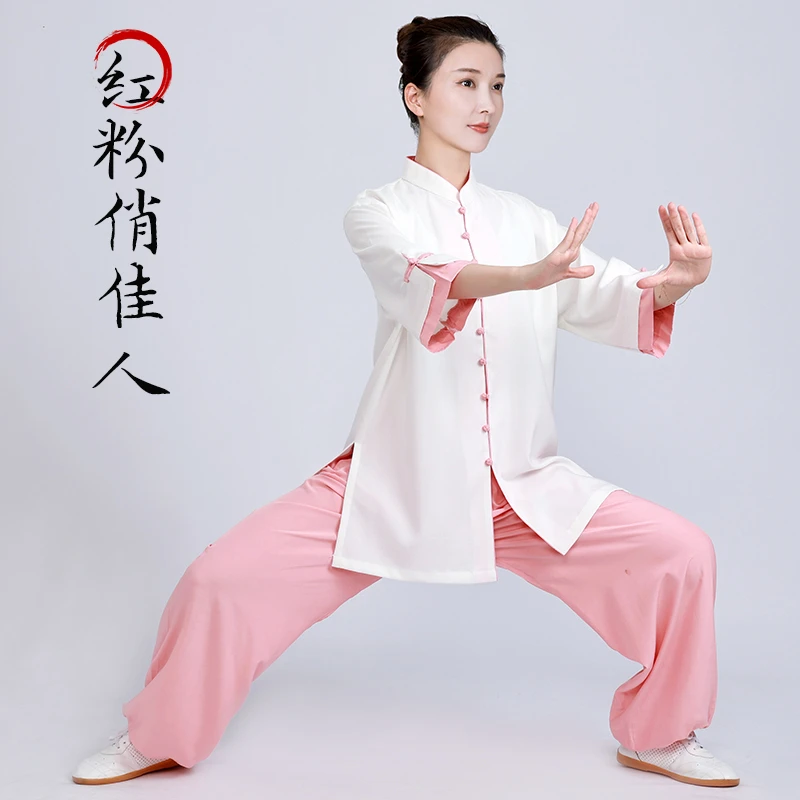 小和山太极服女款新款高端棉麻亚麻太极拳夏季棉麻短袖太极练功服