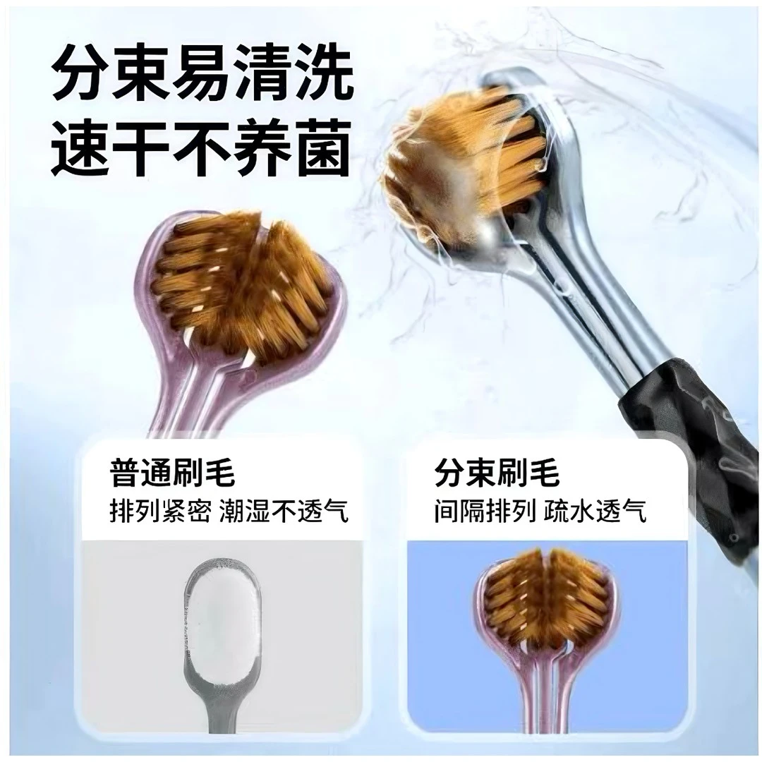 主播补贴【拍5发6】2支立体3D软毛牙刷三面牙刷款家用