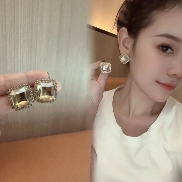 铜合金耳饰 高档小香风纽扣方形韩版大衣西装衬衣开衫百搭装饰