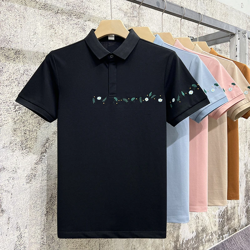 7101高端Polo衫男潮流短袖t恤夏季冰丝潮牌翻领刺绣休闲半袖上衣