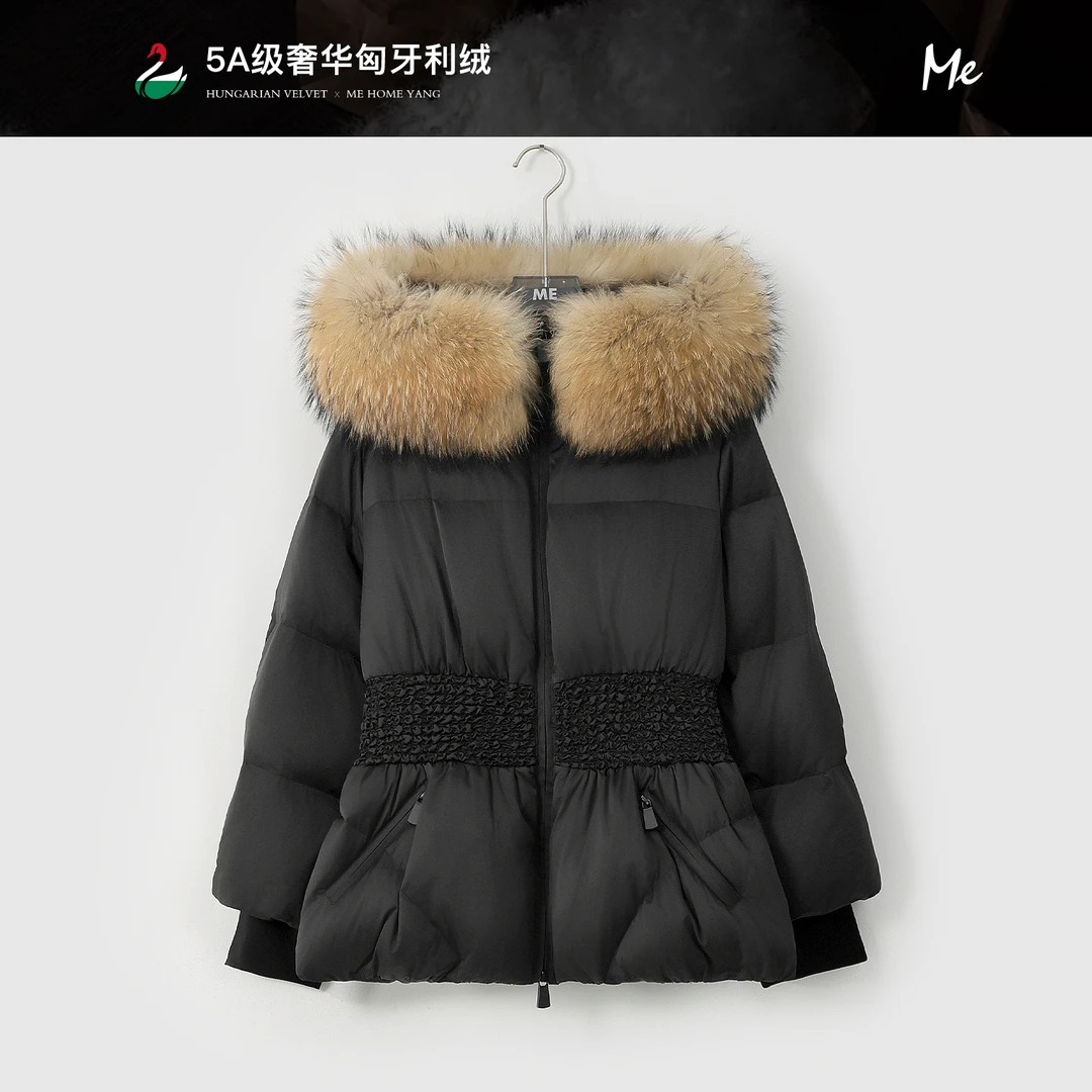 ME【匈牙利进口雪山沙漏95鹅绒服】白鹅绒貉子毛领羽绒服MESA4406