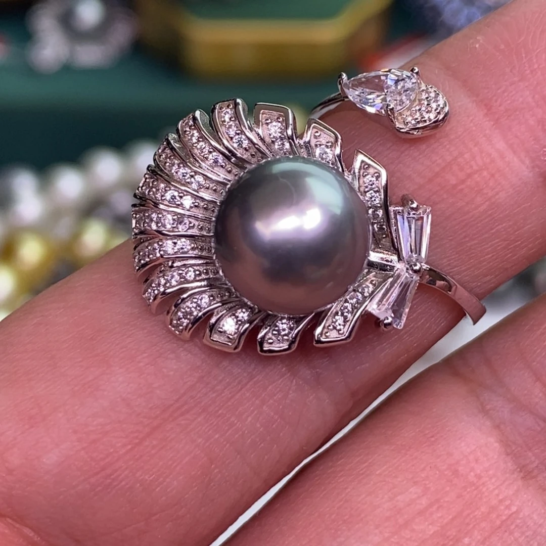 银S925镶嵌戒指海水珍珠