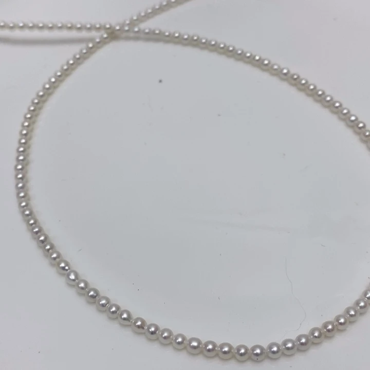 淡水珍珠银S925镶嵌白珍珠项链3-4m
