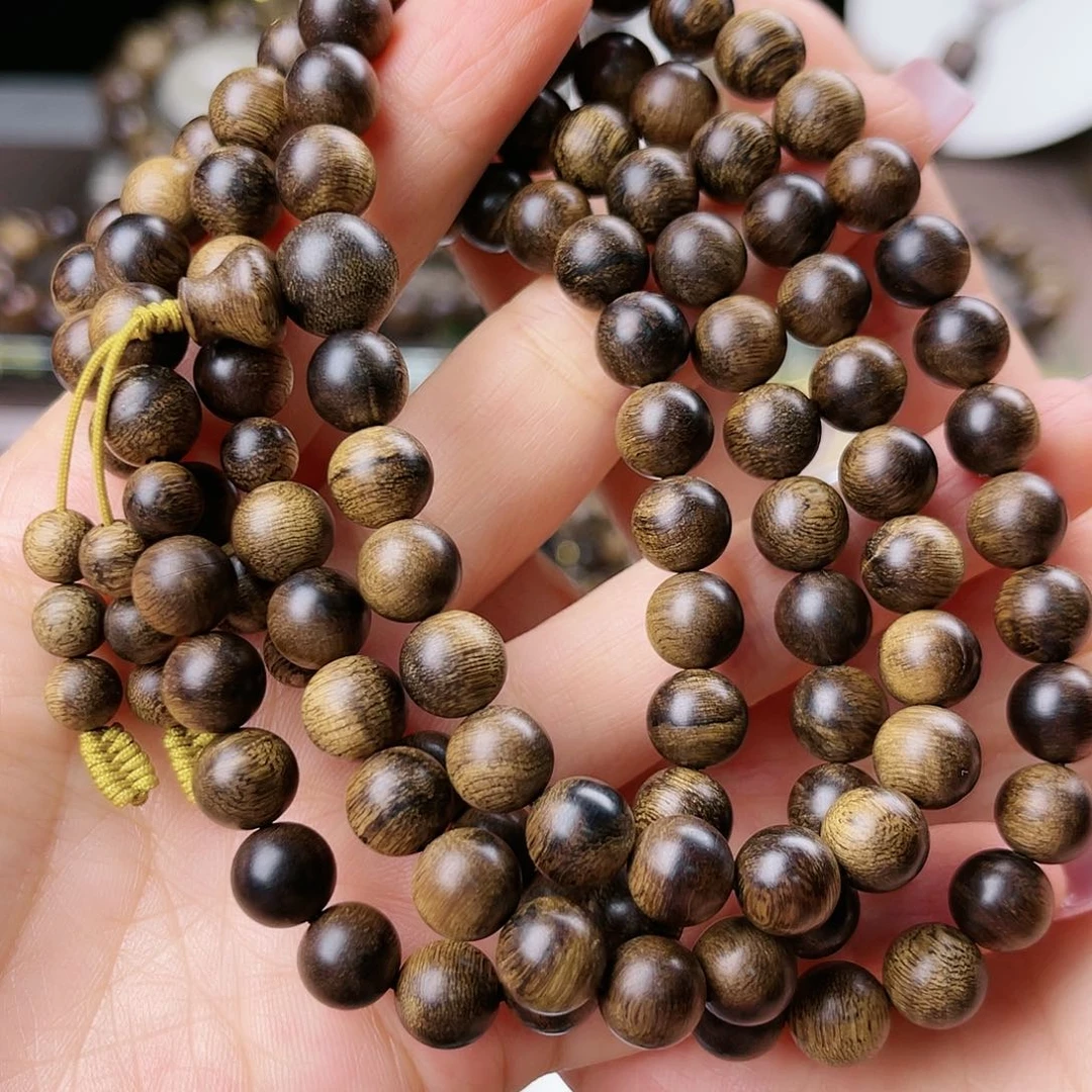 沉香手串越南芽庄老白棋玉化窖藏留疤老料0.8×108