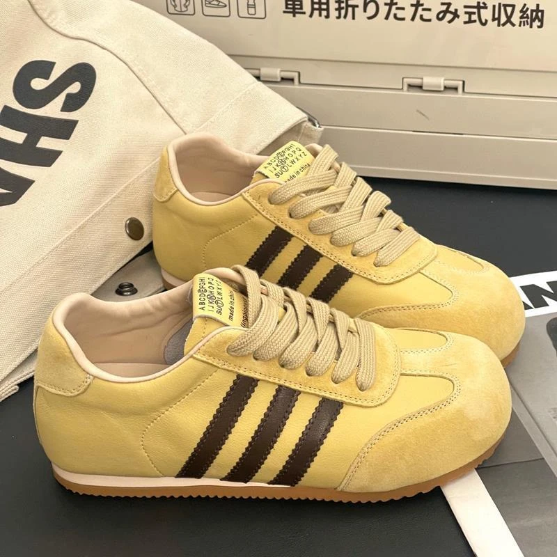 内增高德训鞋女2025春款圆头丑萌休闲轻便运动阿甘鞋女