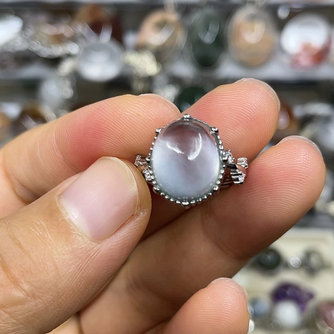【闪购商品】银S925镶嵌珠宝半成品水晶戒指