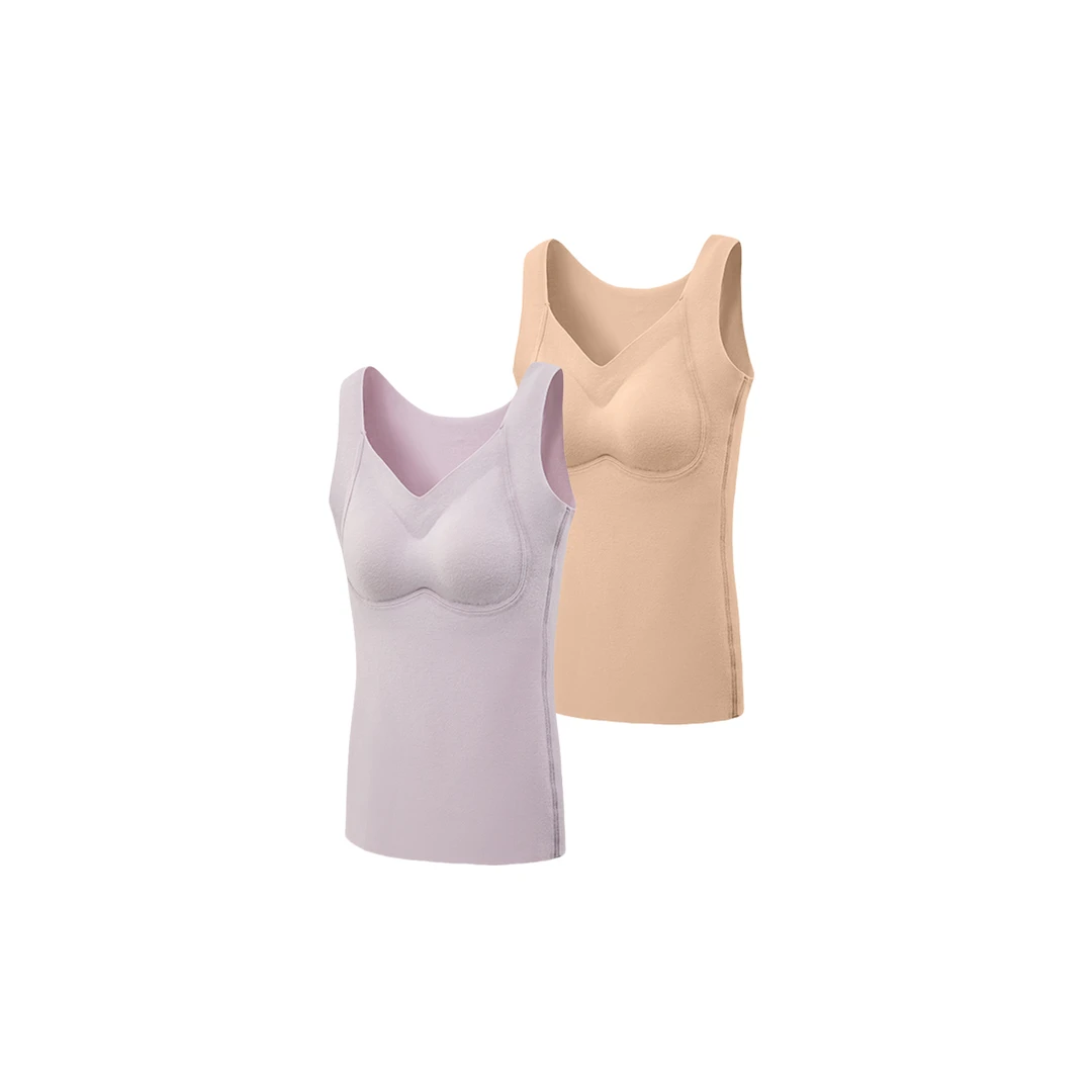 【三合竹衣】竹柔女士V领带杯保暖背心内衣秋冬