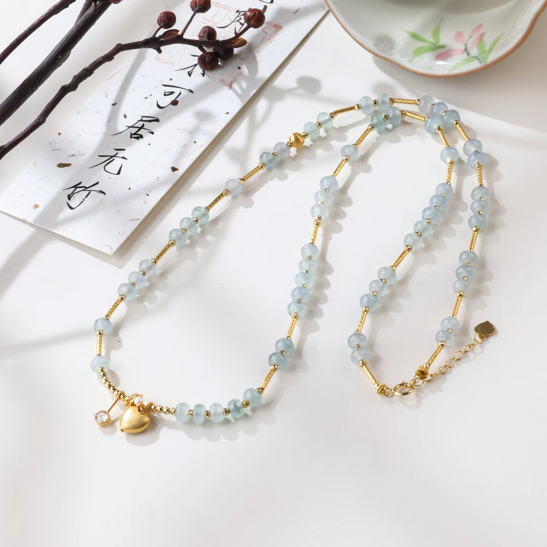 【举石臻选】TA1231-3793-077翡翠项链18k（一件/约4mm+）H