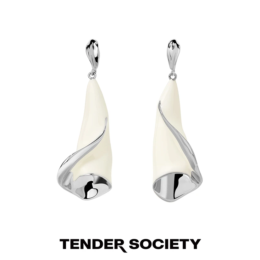 tender society 铜合金珐琅耳饰 Muse系列珐琅马蹄莲回旋耳坠大号